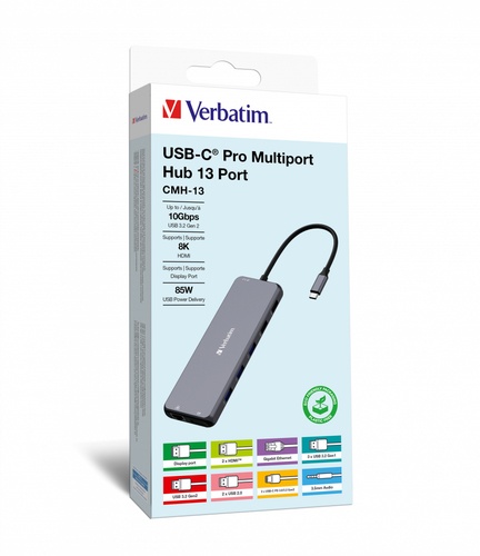 VERBATIM VERBATIM DOCKING STATION USB-C PRO MULTIPORT HUB 13 IN 1 8K PD 85W - DOCKING STATION | TecnoCARE.net Sabaudia, Latina, Terracina, San Felice Circeo e Pontinia