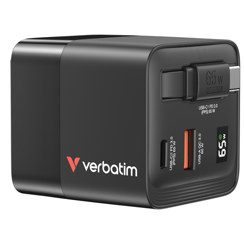 VERBATIM VERBATIM ALIMENTATORE GAN CHARGER DA MURO 65W 2 PORTE CON CAVO INCORPORATO - ALIMENTATORI NOTEBOOK | TecnoCARE.net Sabaudia, Latina, Terracina, San Felice Circeo e Pontinia