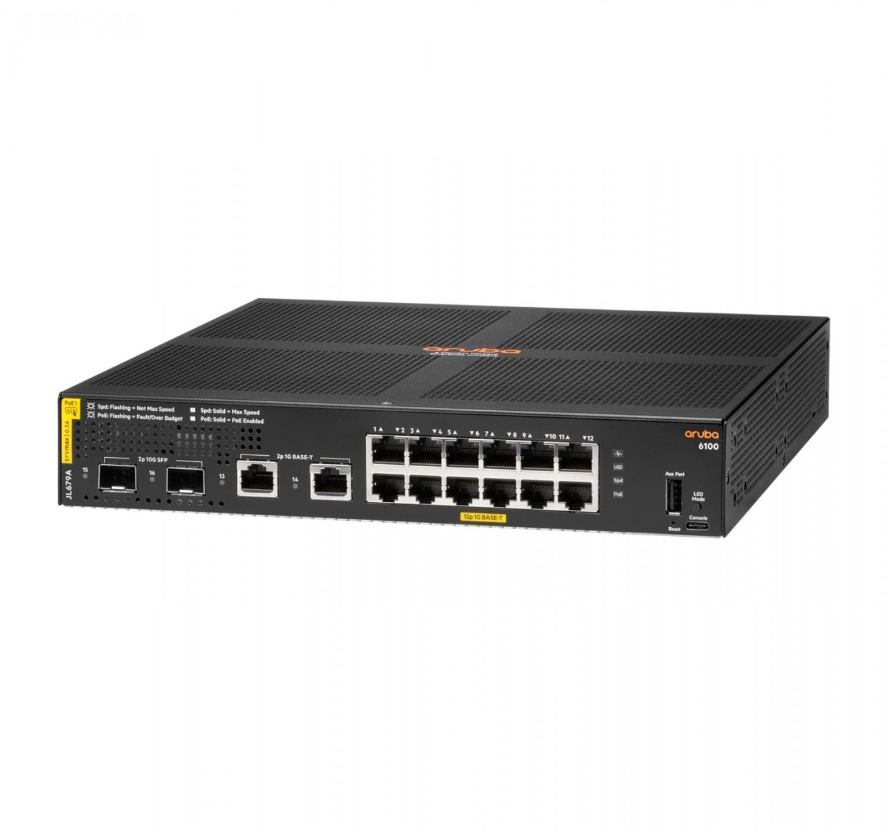 HPE HPE Aruba 6100 12G Class4 PoE 2G/2SFP+ 139W - Gestito - L3 - Gigabit Ethernet (10/100/1000) - Supporto Power over Ethernet (PoE) - Montaggio rack - 1U (JL679A) - RETI | TecnoCARE.net Sabaudia, Latina, Terracina, San Felice Circeo e Pontinia