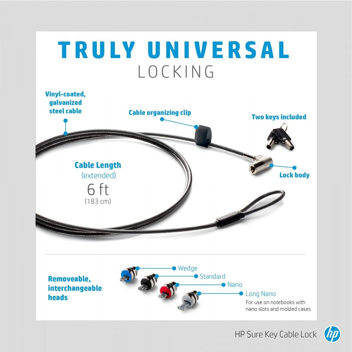 HP Blocco di sicurezza HP Sure Key 1,83m (6UW42AA) - ACCESSO E CONTROLLO | TecnoCARE.net Sabaudia, Latina, Terracina, San Felice Circeo e Pontinia