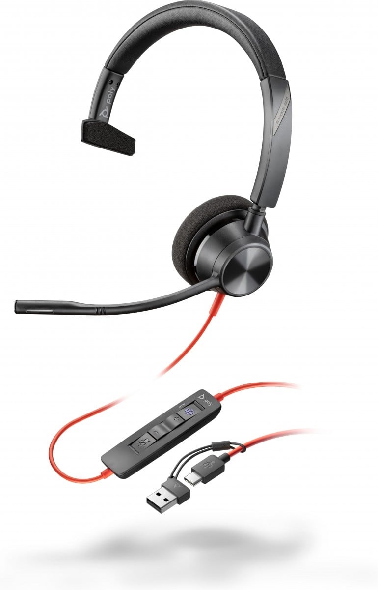 HP POLY HP Poly Blackwire 3310 Monaural Microsoft Teams Certified USB-C Headset +USB-C/A Adapter Auricolare Cablato A Padiglione Business/Everyday Nero - AUDIO E CUFFIE PORTATILI | TecnoCARE.net Sabaudia, Latina, Terracina, San Felice Circeo e Pontinia