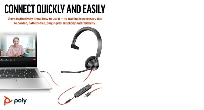 HP POLY HP Poly Blackwire 3315 Monaural Microsoft Teams Certified USB-C Headset +3.5mm Plug +USB-C/A Adapter Auricolare Cablato A Padiglione Ufficio USB tipo-C Nero - AUDIO E CUFFIE PORTATILI | TecnoCARE.net Sabaudia, Latina, Terracina, San Felice Circeo e Pontinia
