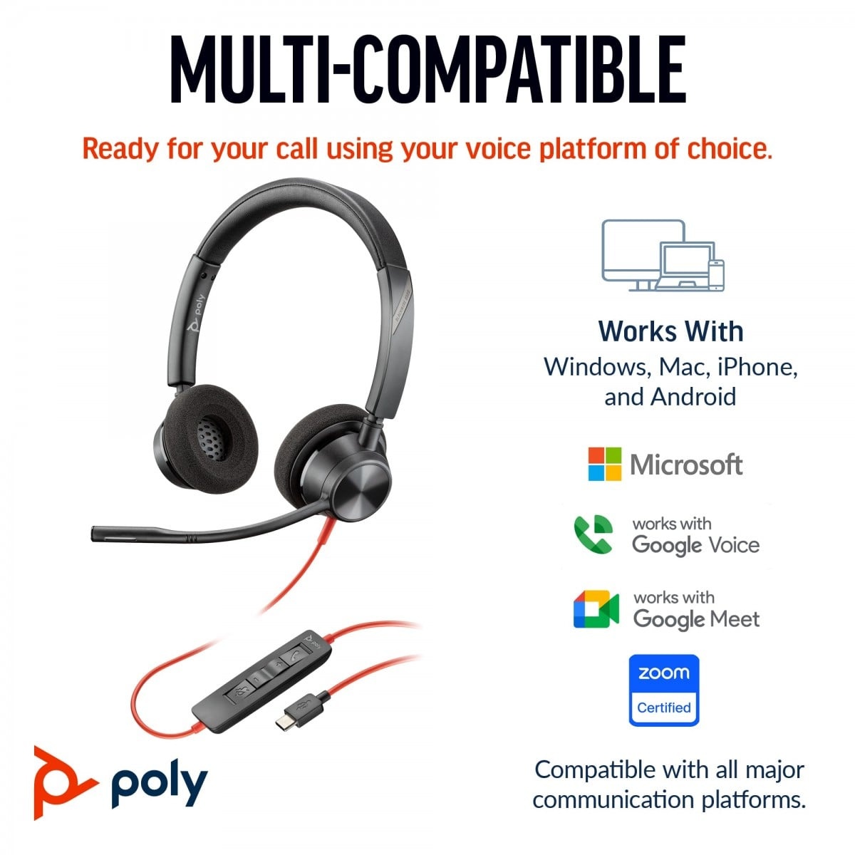 HP POLY HP Poly Blackwire 3320 Stereo USB-C Headset +USB-C/A Adapter Auricolare Cablato A Padiglione Ufficio USB tipo-C Nero - AUDIO E CUFFIE PORTATILI | TecnoCARE.net Sabaudia, Latina, Terracina, San Felice Circeo e Pontinia