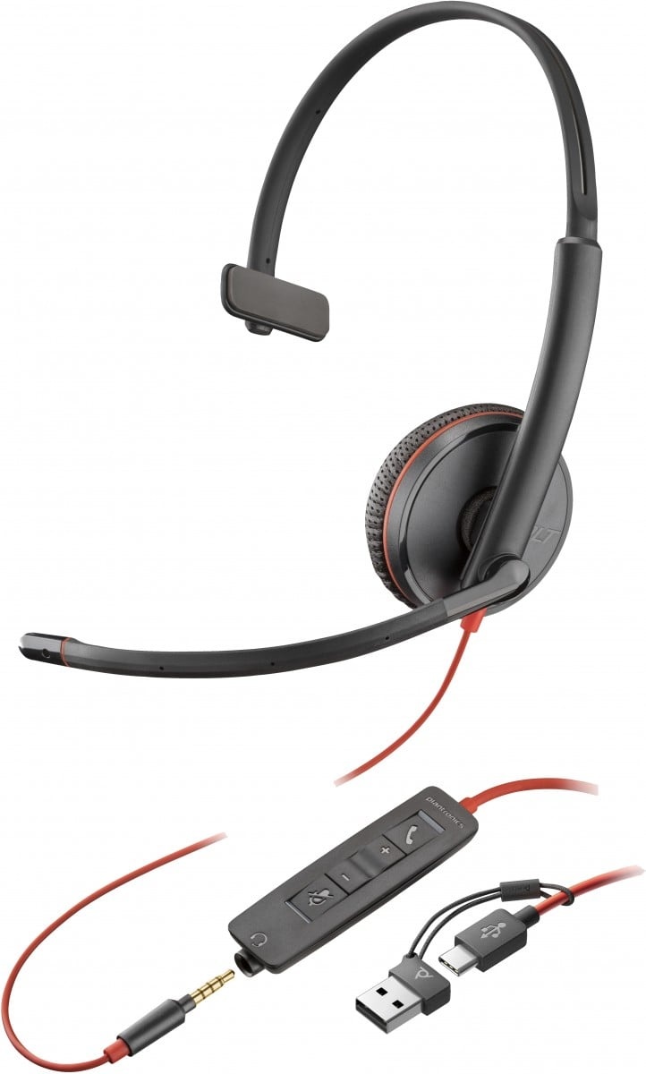 HP POLY HP Poly Blackwire 3215 Monaural USB-C Headset +3.5mm Plug +USB-C/A Adapter (Bulk) Auricolare Cablato A Padiglione Ufficio USB tipo A Nero - AUDIO E CUFFIE PORTATILI | TecnoCARE.net Sabaudia, Latina, Terracina, San Felice Circeo e Pontinia