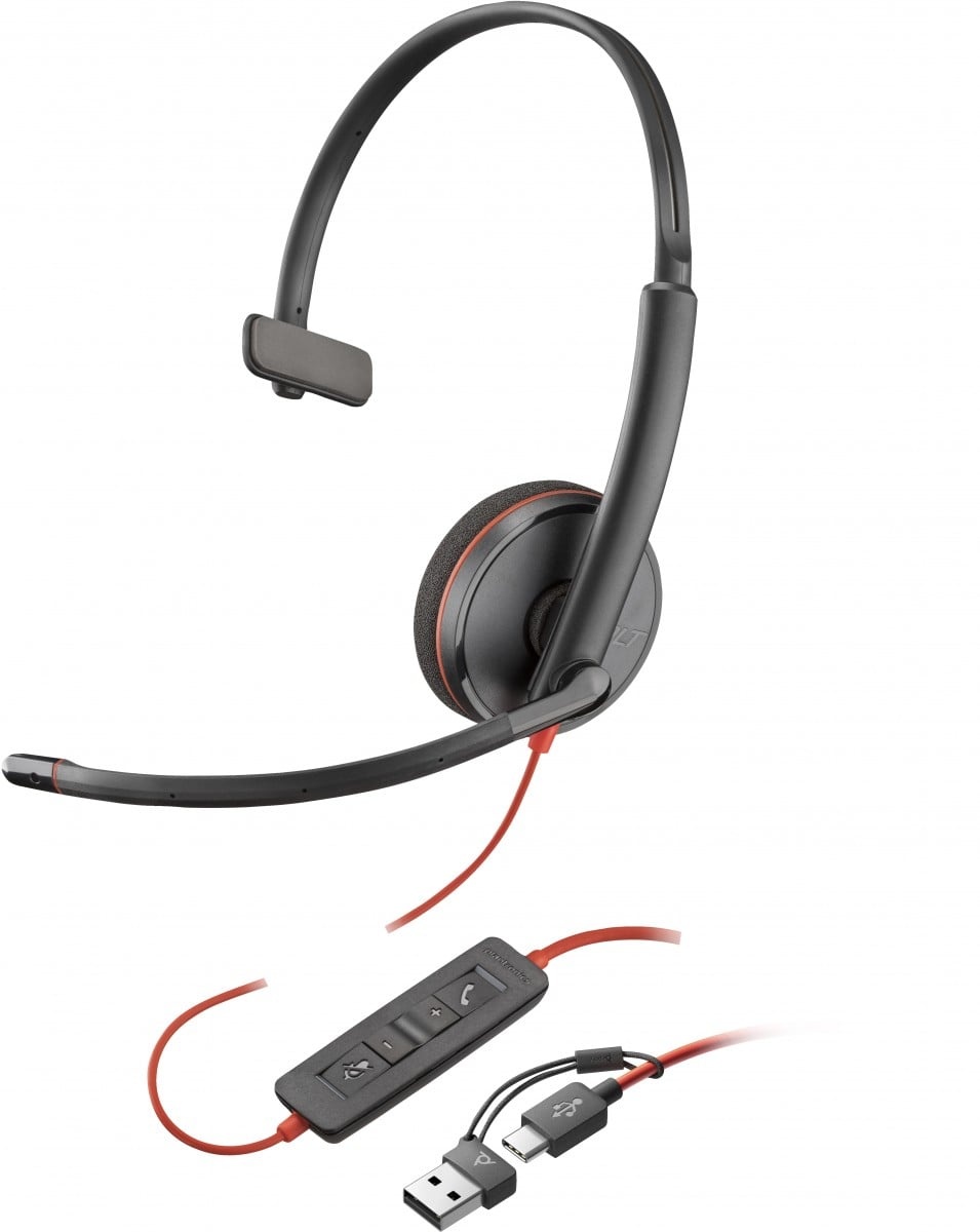 HP POLY HP Poly Blackwire 3210 Monaural USB-C Black Headset +USB-C/A Adapter (Bulk) Auricolare Cablato A Padiglione Business/Everyday Nero - AUDIO E CUFFIE PORTATILI | TecnoCARE.net Sabaudia, Latina, Terracina, San Felice Circeo e Pontinia