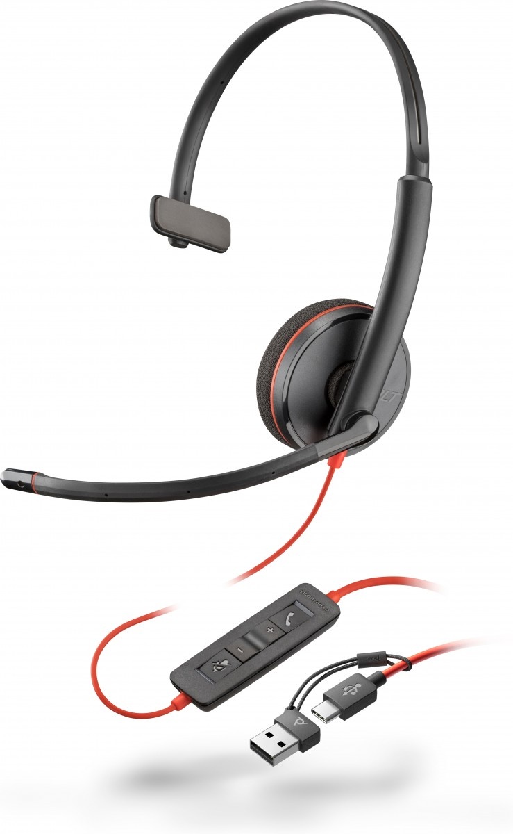 HP POLY HP Poly Blackwire 3210 Monaural USB-C Black Headset +USB-C/A Adapter (Bulk) Auricolare Cablato A Padiglione Business/Everyday Nero - AUDIO E CUFFIE PORTATILI | TecnoCARE.net Sabaudia, Latina, Terracina, San Felice Circeo e Pontinia