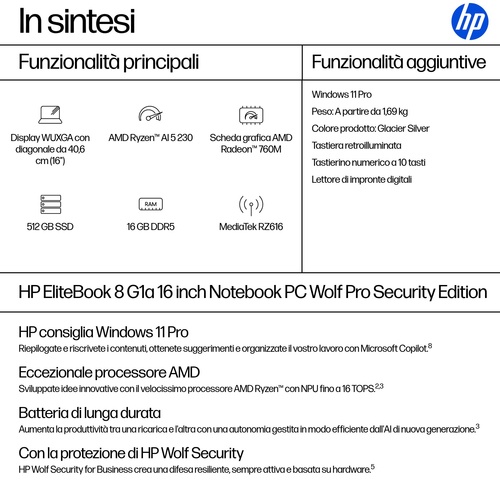 HP HP NB ELITEBOOK 8 G1A 16 RYZEN 5 230 16GB 512GB16 WIN 11 PRO - NOTEBOOK | TecnoCARE.net Sabaudia, Latina, Terracina, San Felice Circeo e Pontinia