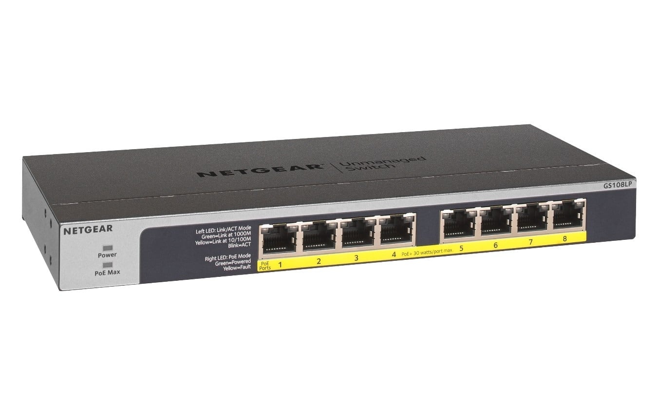 NETGEAR NETGEAR GS108LP Non gestito Gigabit Ethernet (10/100/1000) Supporto Power over Ethernet (PoE) 1U Nero, Grigio - RETI | TecnoCARE.net Sabaudia, Latina, Terracina, San Felice Circeo e Pontinia