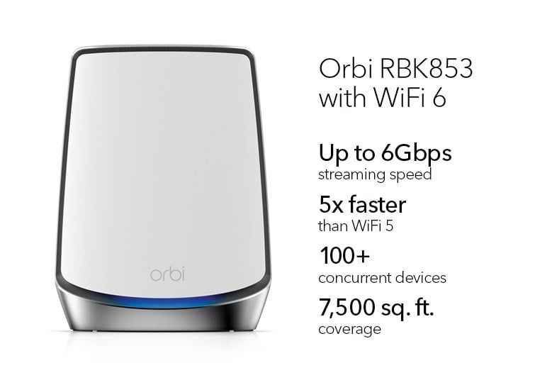 NETGEAR NETGEAR Orbi RBK853 AX6000 WiFi 6 Mesh System Banda tripla (2.4 GHz/5 GHz/5 GHz) Wi-Fi 6 (802.11ax) Grigio 4 Interno - RETI | TecnoCARE.net Sabaudia, Latina, Terracina, San Felice Circeo e Pontinia