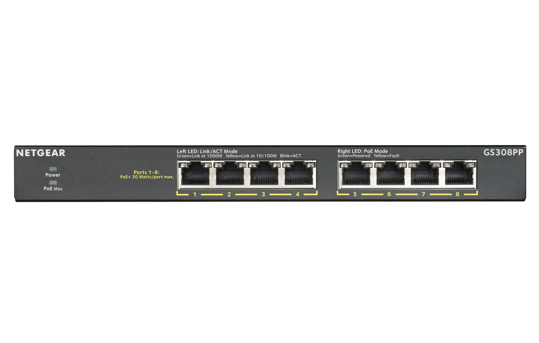 NETGEAR NETGEAR GS308PP Non gestito Gigabit Ethernet (10/100/1000) Supporto Power over Ethernet (PoE) Nero - RETI | TecnoCARE.net Sabaudia, Latina, Terracina, San Felice Circeo e Pontinia