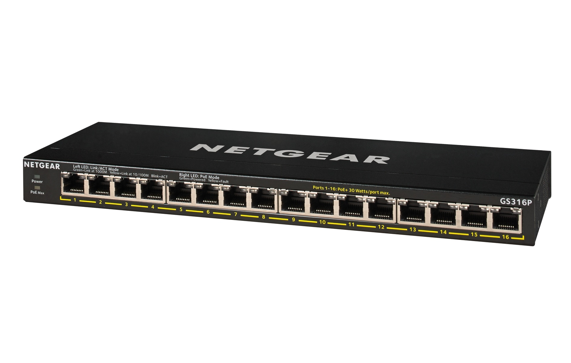 NETGEAR NETGEAR GS316P Non gestito Gigabit Ethernet (10/100/1000) Supporto Power over Ethernet (PoE) Nero - RETI | TecnoCARE.net Sabaudia, Latina, Terracina, San Felice Circeo e Pontinia