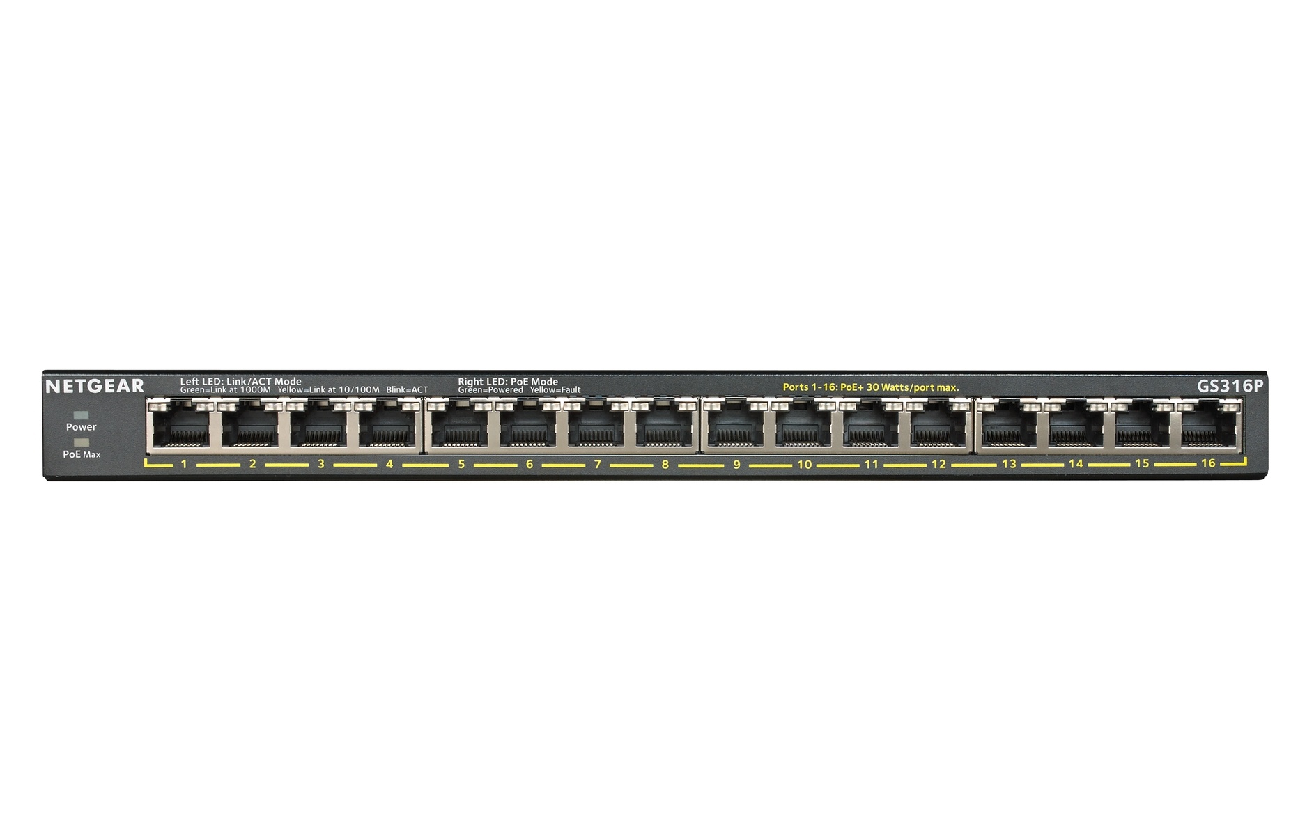 NETGEAR NETGEAR GS316P Non gestito Gigabit Ethernet (10/100/1000) Supporto Power over Ethernet (PoE) Nero - RETI | TecnoCARE.net Sabaudia, Latina, Terracina, San Felice Circeo e Pontinia