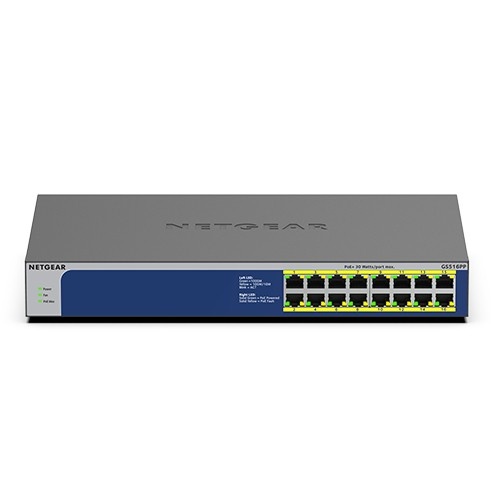 NETGEAR NETGEAR GS516PP Non gestito Gigabit Ethernet (10/100/1000) Supporto Power over Ethernet (PoE) Blu, Grigio - RETI | TecnoCARE.net Sabaudia, Latina, Terracina, San Felice Circeo e Pontinia