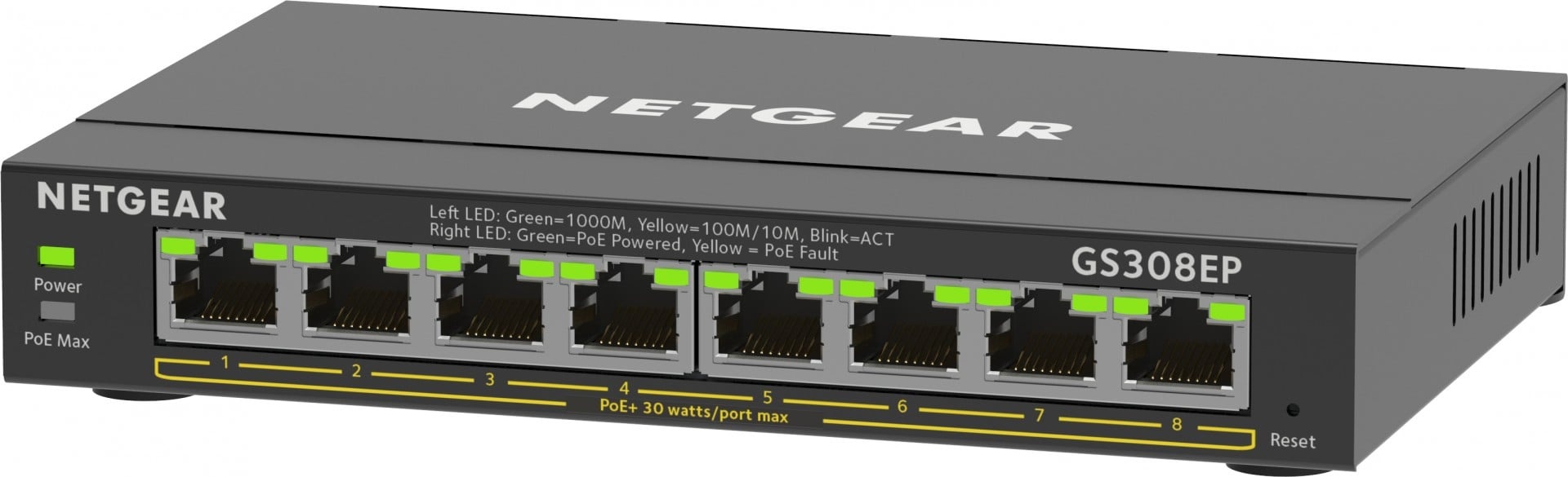 NETGEAR NETGEAR 8-Port Gigabit Ethernet PoE+ Plus Switch (GS308EP) Gestito L2/L3 Gigabit Ethernet (10/100/1000) Supporto Power over Ethernet (PoE) Nero - RETI | TecnoCARE.net Sabaudia, Latina, Terracina, San Felice Circeo e Pontinia