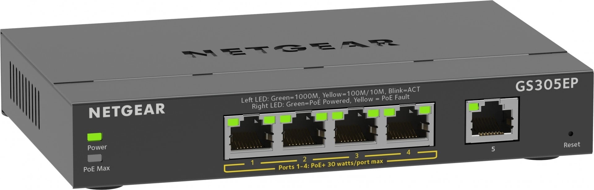 NETGEAR NETGEAR 5-Port Gigabit Ethernet PoE+ Plus Switch (GS305EP) Gestito L2/L3 Gigabit Ethernet (10/100/1000) Supporto Power over Ethernet (PoE) Nero - RETI | TecnoCARE.net Sabaudia, Latina, Terracina, San Felice Circeo e Pontinia