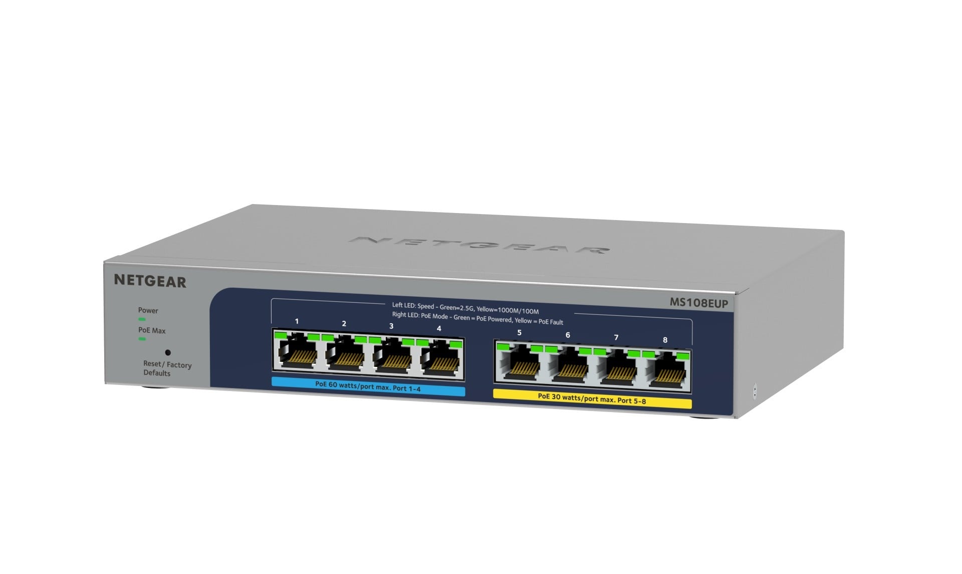NETGEAR NETGEAR 8-port Ultra60 PoE++ Multi-Gigabit (2.5G) Ethernet Plus Switch Non gestito L2/L3 2.5G Ethernet (100/1000/2500) Supporto Power over Ethernet (PoE) Grigio - RETI | TecnoCARE.net Sabaudia, Latina, Terracina, San Felice Circeo e Pontinia