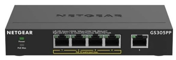 NETGEAR Netgear GS305PP Switch 5xGE (4xPoE+ 83W) - RETI | TecnoCARE.net Sabaudia, Latina, Terracina, San Felice Circeo e Pontinia