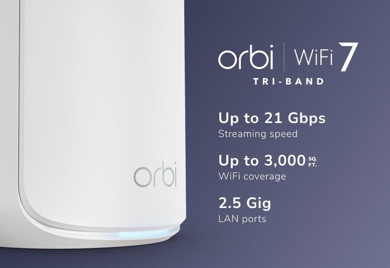 NETGEAR NETGEAR RBE870-100EUS Orbi Satellite Mesh Tri-band Wi-Fi 7 11520 Mbit/s - RETI | TecnoCARE.net Sabaudia, Latina, Terracina, San Felice Circeo e Pontinia