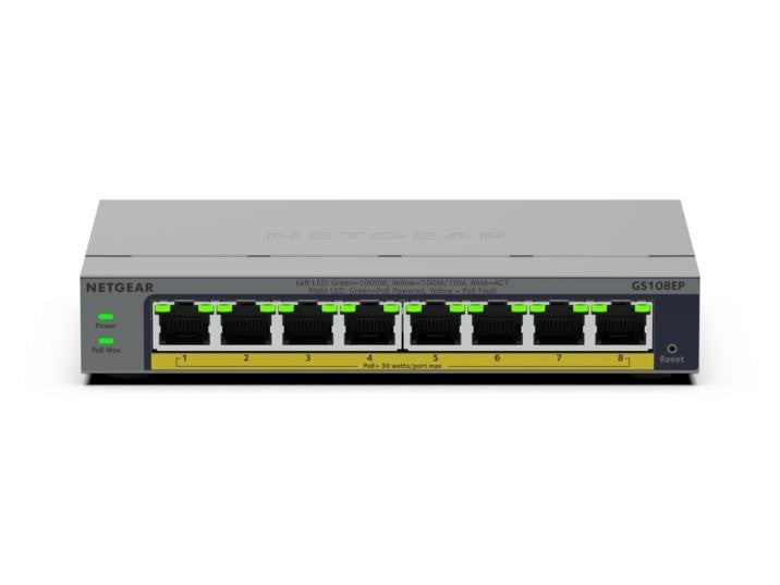 NETGEAR NETGEAR GS108EP Gestito L2/L3 Gigabit Ethernet (10/100/1000) Grigio - RETI | TecnoCARE.net Sabaudia, Latina, Terracina, San Felice Circeo e Pontinia
