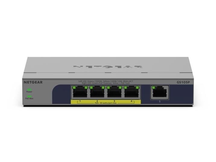 NETGEAR NETGEAR GS105P Non gestito Gigabit Ethernet (10/100/1000) Supporto Power over Ethernet (PoE) Montaggio da desktop/parete Grigio - RETI | TecnoCARE.net Sabaudia, Latina, Terracina, San Felice Circeo e Pontinia