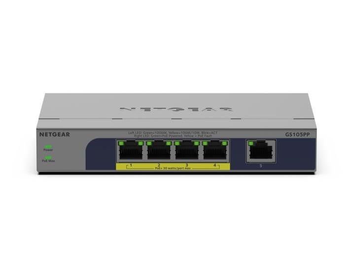 NETGEAR NETGEAR GS105PP Non gestito Gigabit Ethernet (10/100/1000) Supporto Power over Ethernet (PoE) Montaggio da desktop/parete Grigio - RETI | TecnoCARE.net Sabaudia, Latina, Terracina, San Felice Circeo e Pontinia