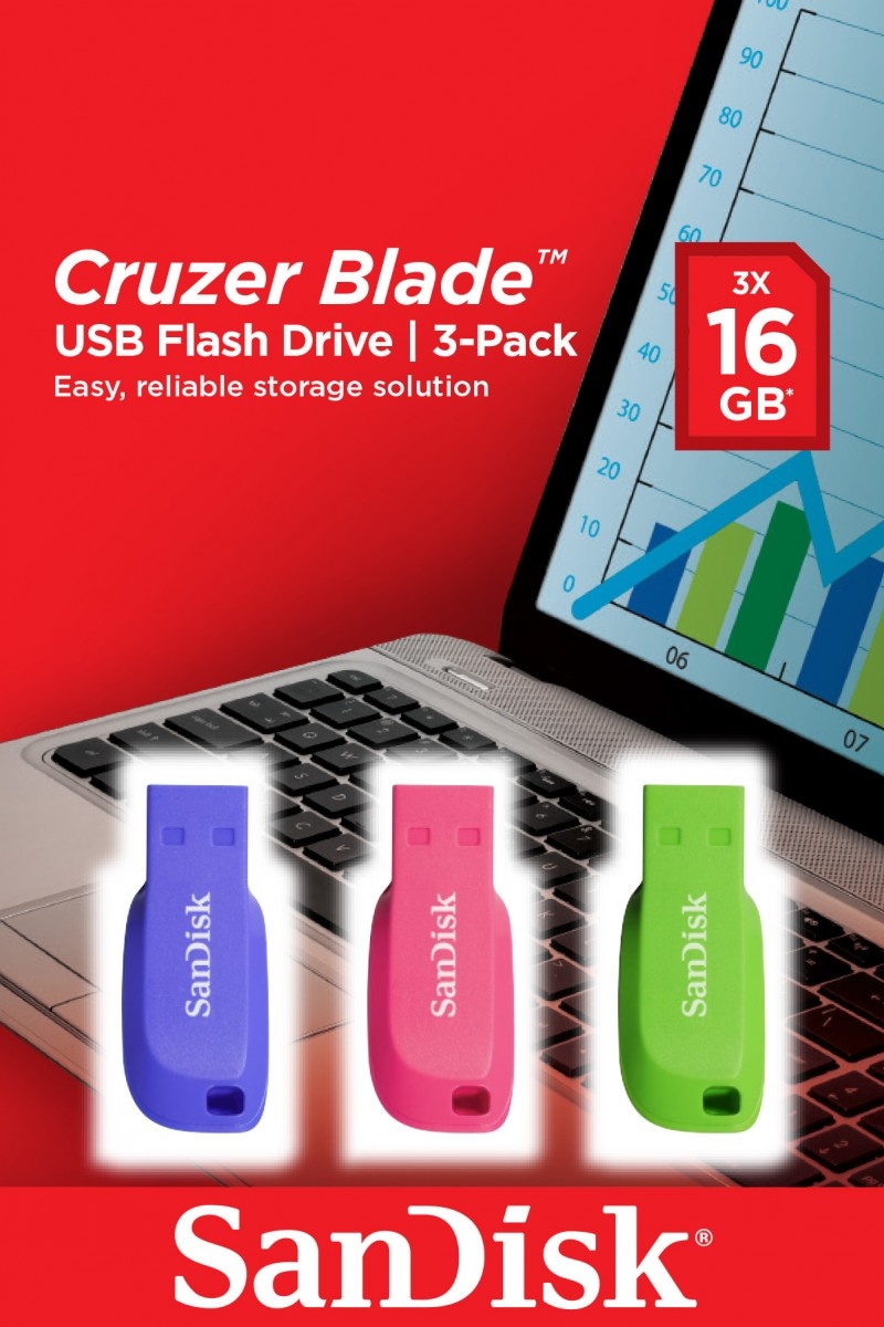 SANDISK SanDisk Cruzer Blade 16GB unità flash USB USB tipo A 2.0 Blu, Verde, Rosa - SUPPORTI PER LA MEMORIZZAZIONE | TecnoCARE.net Sabaudia, Latina, Terracina, San Felice Circeo e Pontinia