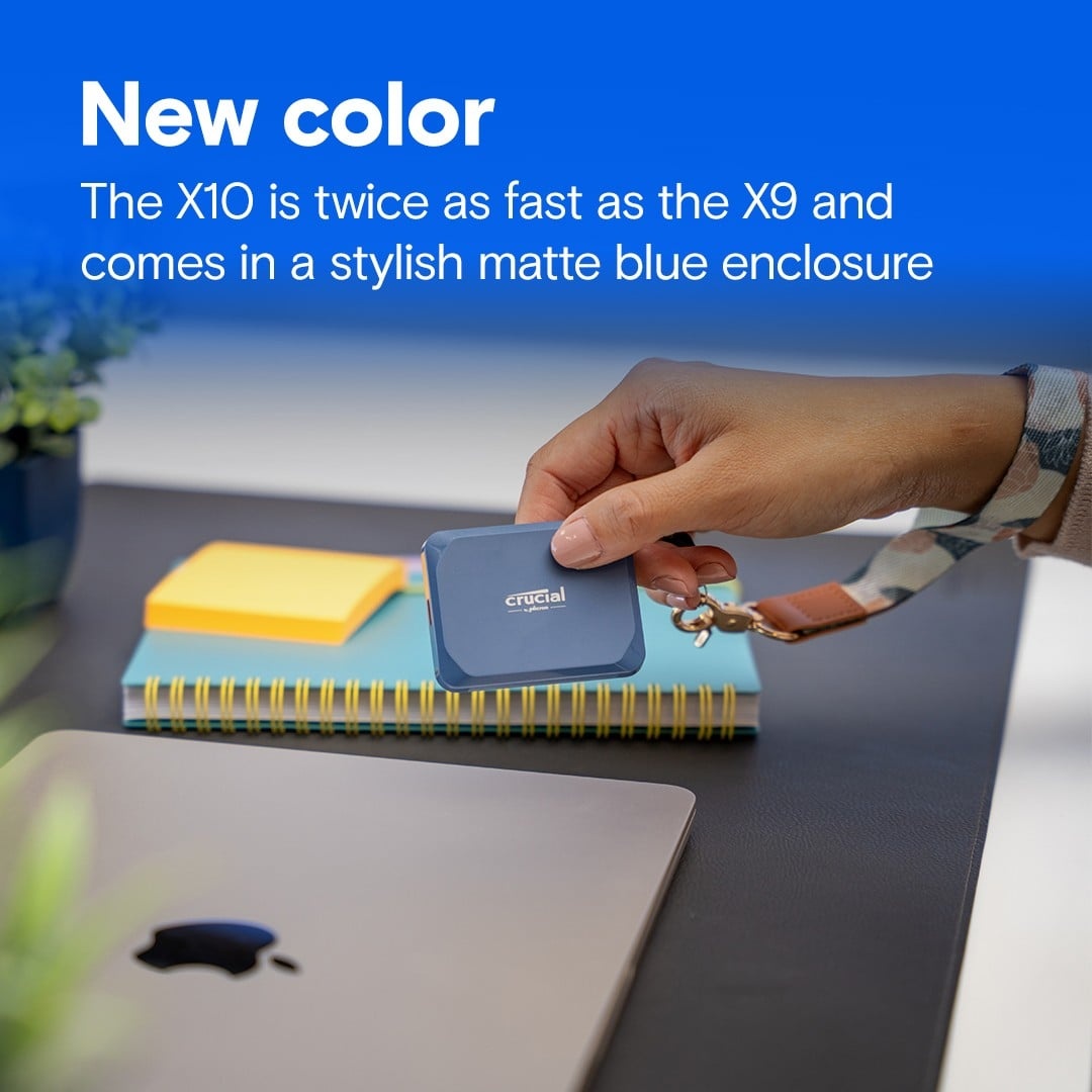 CRUCIAL Crucial X10 2 TB USB Type-C USB 3.2 Gen 2x2 Blu - SUPPORTI PER LA MEMORIZZAZIONE | TecnoCARE.net Sabaudia, Latina, Terracina, San Felice Circeo e Pontinia