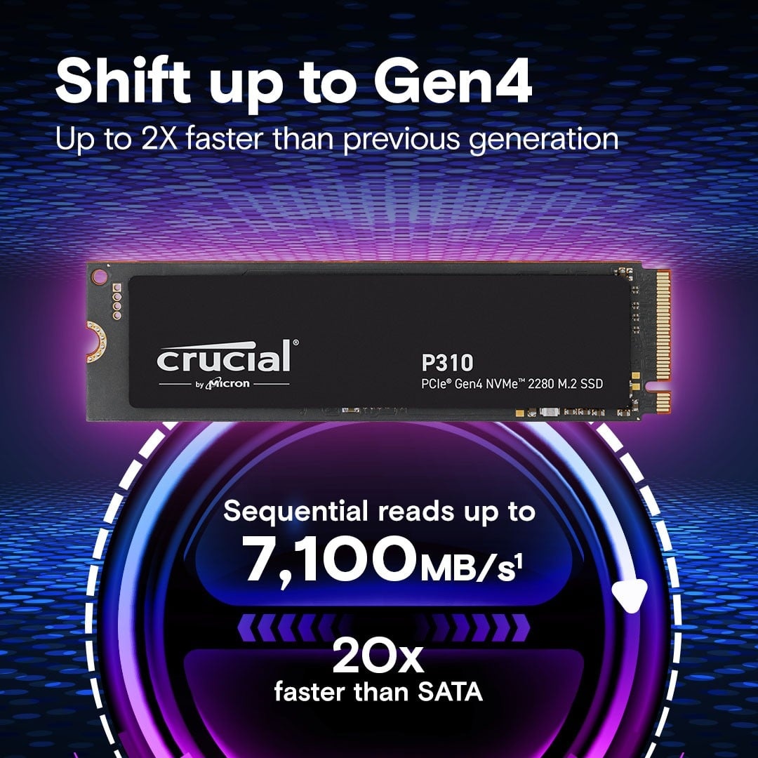 CRUCIAL Crucial P310 2 TB M.2 PCI Express 4.0 NVMe - SUPPORTI PER LA MEMORIZZAZIONE | TecnoCARE.net Sabaudia, Latina, Terracina, San Felice Circeo e Pontinia