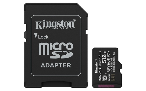KINGSTON KINGSTON MICRO SDXC 512GB CANVAS SELECT PLUS GEN3 150MB CARD CON ADATTATORE - MEMORIE FLASH | TecnoCARE.net Sabaudia, Latina, Terracina, San Felice Circeo e Pontinia