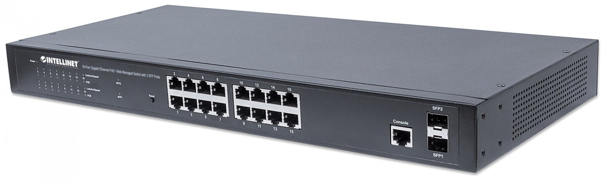 INTELLINET Intellinet 561198 switch di rete Gestito L2+ Gigabit Ethernet (10/100/1000) Supporto Power over Ethernet (PoE) 1U Nero - RETI | TecnoCARE.net Sabaudia, Latina, Terracina, San Felice Circeo e Pontinia