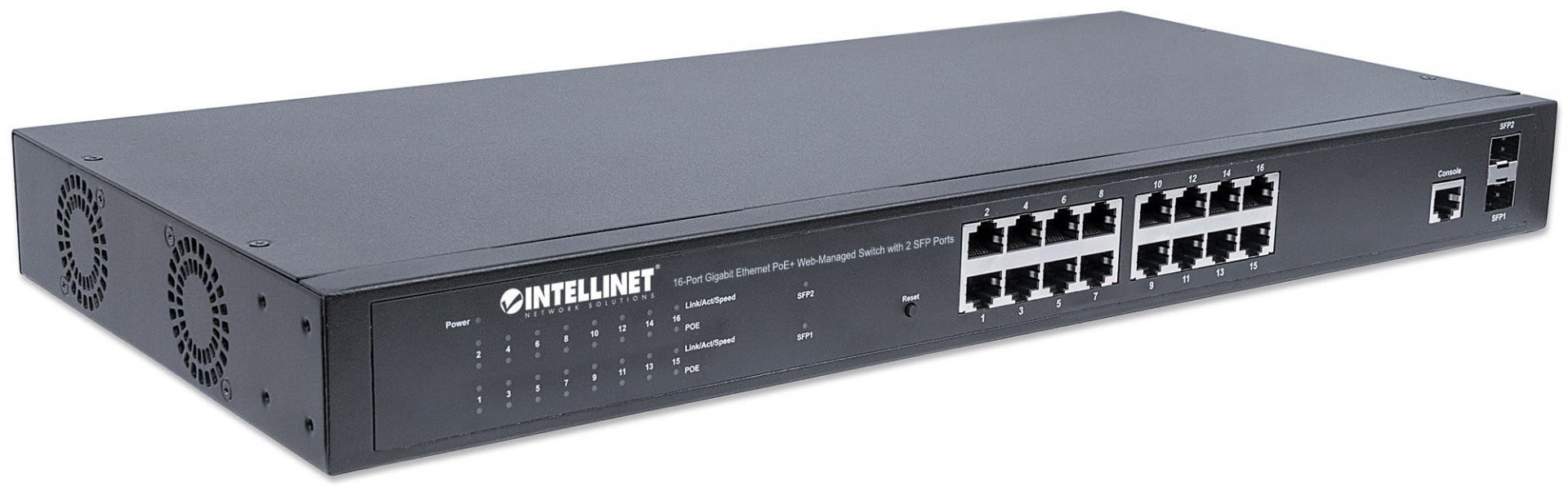 INTELLINET Intellinet 561198 switch di rete Gestito L2+ Gigabit Ethernet (10/100/1000) Supporto Power over Ethernet (PoE) 1U Nero - RETI | TecnoCARE.net Sabaudia, Latina, Terracina, San Felice Circeo e Pontinia