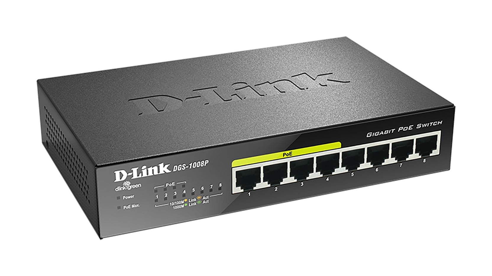 D-LINK D-Link DGS-1008P switch di rete Non gestito Gigabit Ethernet (10/100/1000) Supporto Power over Ethernet (PoE) Nero - RETI | TecnoCARE.net Sabaudia, Latina, Terracina, San Felice Circeo e Pontinia