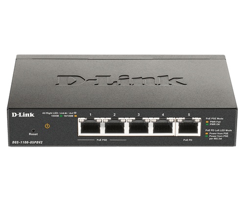 D-LINK D-Link DGS-1100-05PDV2 switch di rete Gestito Gigabit Ethernet (10/100/1000) Supporto Power over Ethernet (PoE) Nero - RETI | TecnoCARE.net Sabaudia, Latina, Terracina, San Felice Circeo e Pontinia