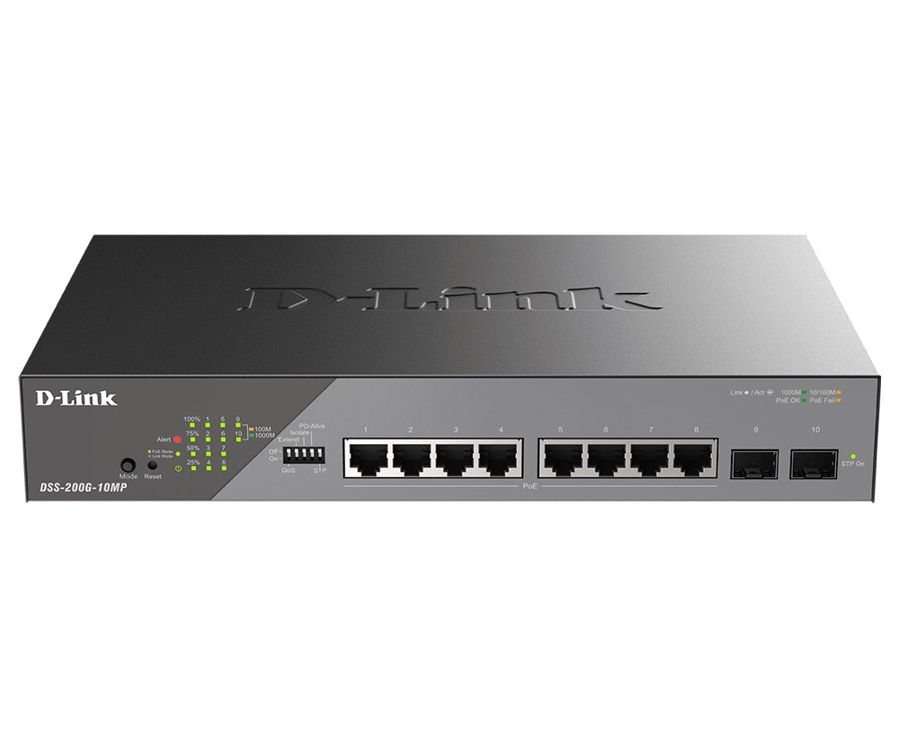 D-LINK D-LINK SWITCH 8 PORTE 10/100/1000 POE GIGABIT ETHERNET SURVEILLANCE - SWITCH E HUB | TecnoCARE.net Sabaudia, Latina, Terracina, San Felice Circeo e Pontinia