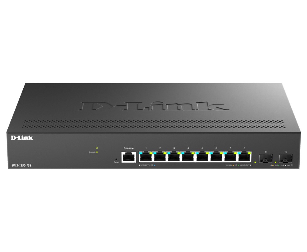 D-LINK D-LINK SWITCH 10-PORT MULTI-GIGABIT SMART MANAGED SWITCH INCLUDING 8 MULTI-GIGABIT 2.5G AND 2 10G SF - SWITCH E HUB | TecnoCARE.net Sabaudia, Latina, Terracina, San Felice Circeo e Pontinia