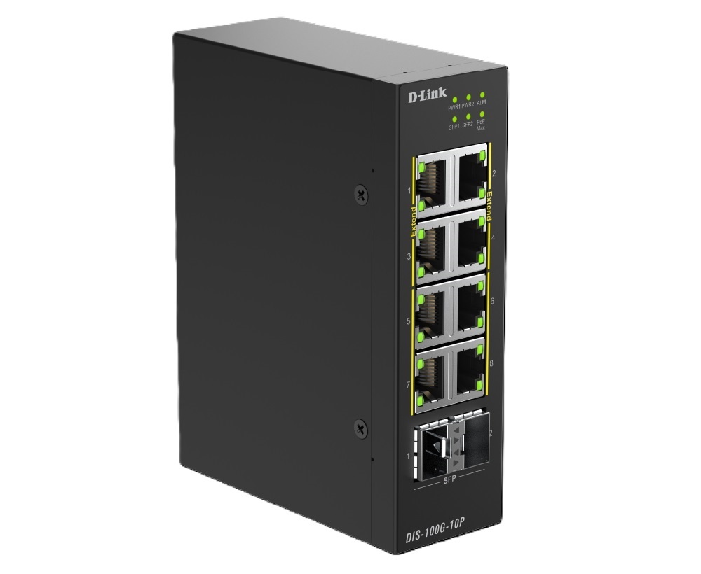 D-LINK D-LINK SWITCH 10-PORT GIGABIT INDUSTRIAL POE+ UNMANAGED WITH 2 X 2.5G SFP+ PORTS - SWITCH E HUB | TecnoCARE.net Sabaudia, Latina, Terracina, San Felice Circeo e Pontinia