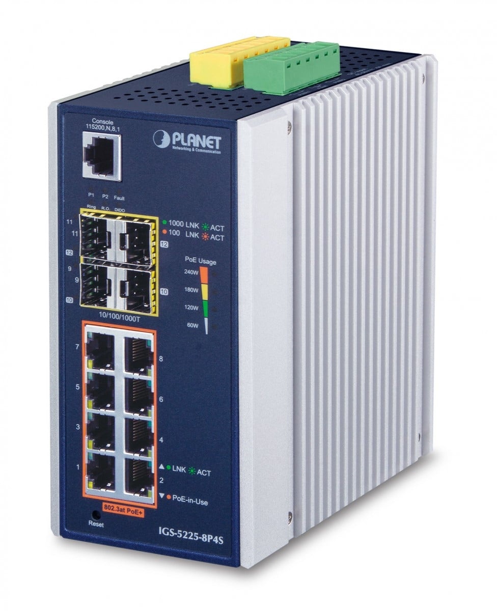 PLANET PLANET IGS-5225-8P4S switch di rete Gestito L2+ Gigabit Ethernet (10/100/1000) Supporto Power over Ethernet (PoE) Blu, Argento - RETI | TecnoCARE.net Sabaudia, Latina, Terracina, San Felice Circeo e Pontinia