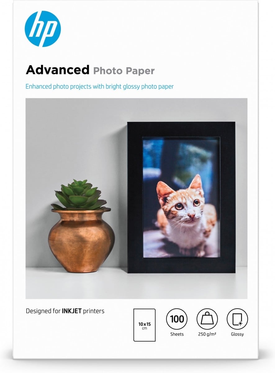 HP HP Confezione da 100 fogli di carta fotografica Advanced, lucida, 250 g/m2, 10 x 15 cm (101 x 152 mm) - STAMPANTI E SCANNER | TecnoCARE.net Sabaudia, Latina, Terracina, San Felice Circeo e Pontinia