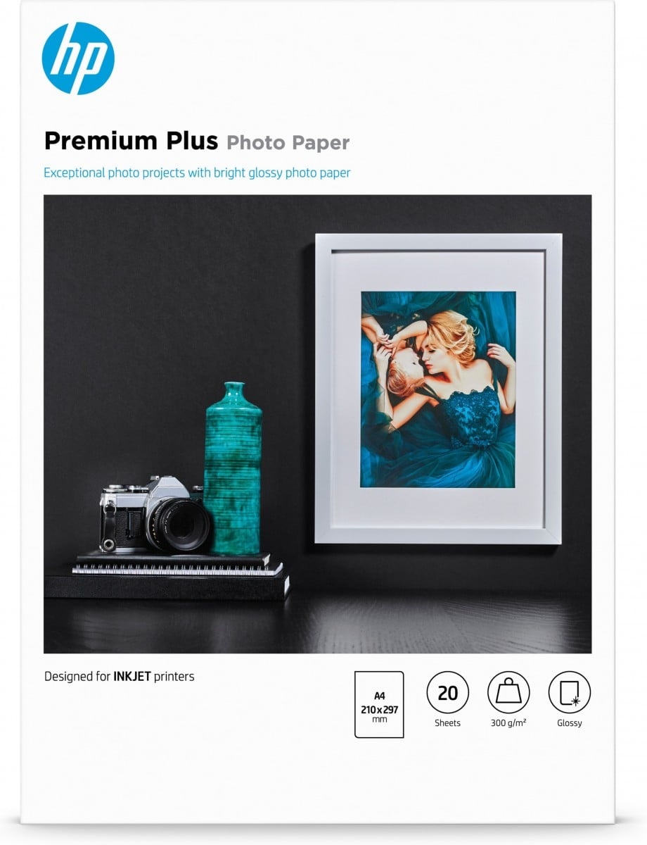HP HP Confezione da 20 fogli carta fotografica Premium Plus, lucida A4/210 x 297 mm - STAMPANTI E SCANNER | TecnoCARE.net Sabaudia, Latina, Terracina, San Felice Circeo e Pontinia