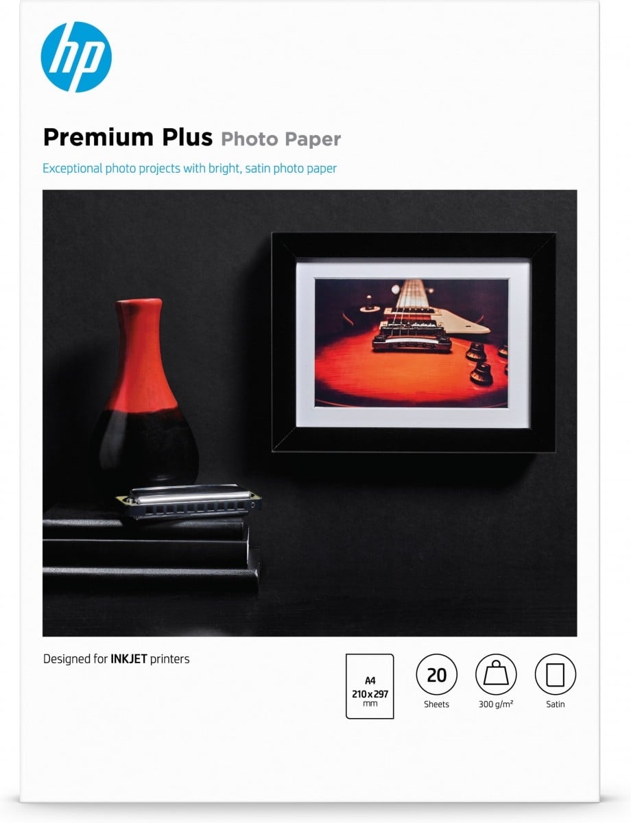 HP HP Confezione da 20 fogli carta fotografica Premium Plus, semi-lucida A4/210 x 297 mm - STAMPANTI E SCANNER | TecnoCARE.net Sabaudia, Latina, Terracina, San Felice Circeo e Pontinia