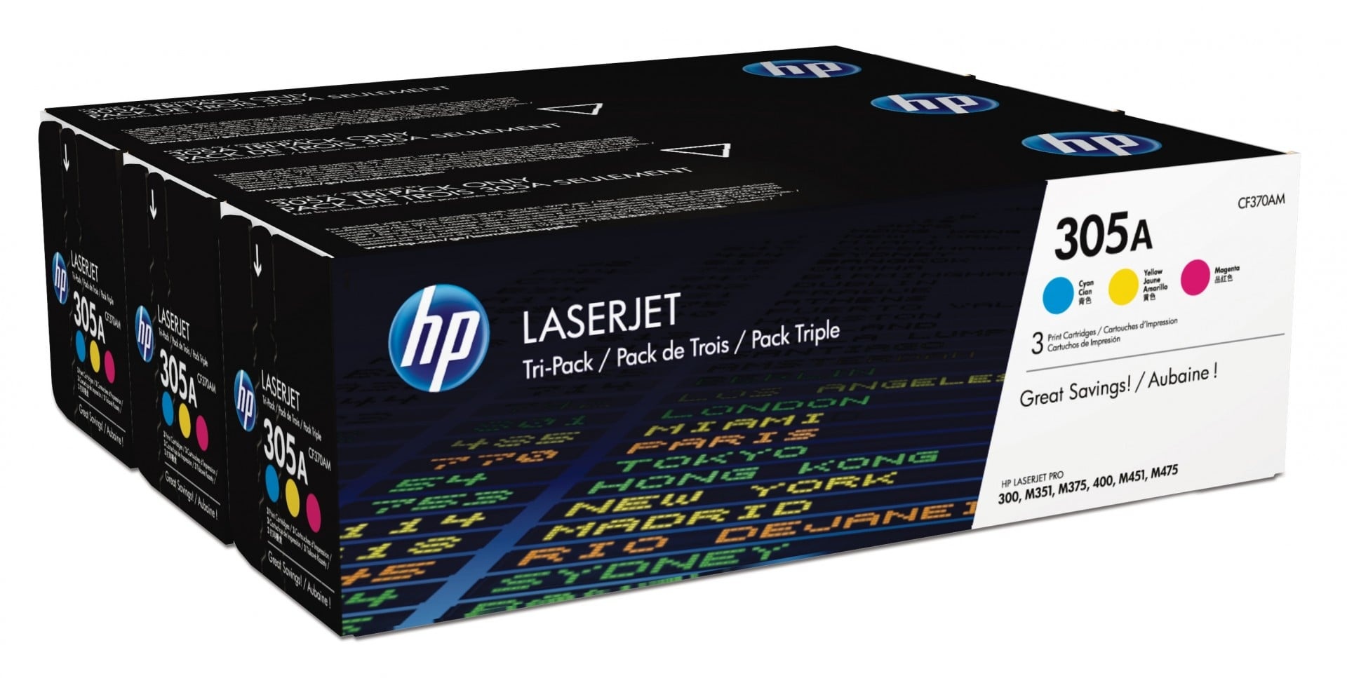 HP HP Confezione da 3 cartucce originali di toner ciano/magenta/giallo LaserJet 305A - STAMPANTI E SCANNER | TecnoCARE.net Sabaudia, Latina, Terracina, San Felice Circeo e Pontinia