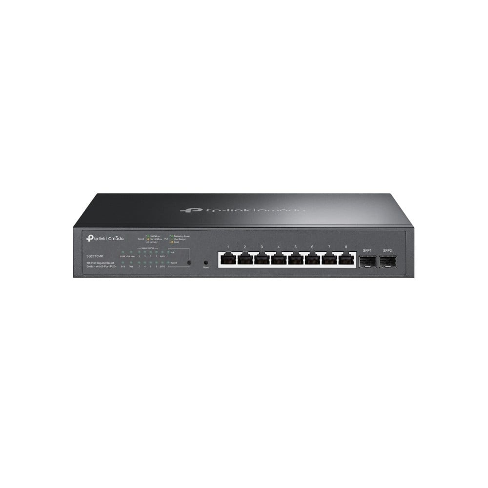 TP-LINK TP-Link SG2210MP (TL-SG2210MP) JetStream™ 10-Port Gigabit Smart Switch with 8-Port PoE+ - RETI | TecnoCARE.net Sabaudia, Latina, Terracina, San Felice Circeo e Pontinia