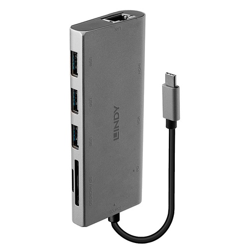 LINDY LINDY MINI DOCKING STATION PER LAPTOP USB-C - HDMI, VGA, PD 3.0 100W, USB 3.1, GIGABIT, SD, AUDIO - DOCKING STATION | TecnoCARE.net Sabaudia, Latina, Terracina, San Felice Circeo e Pontinia