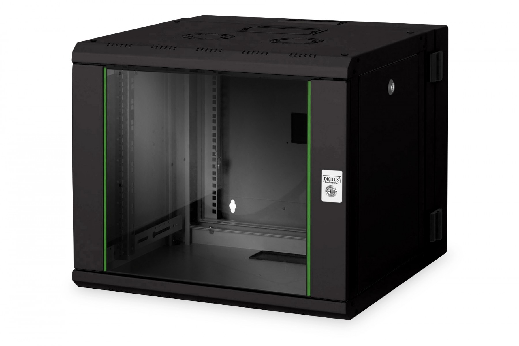 DIGITUS Armadio di rete a parete Unique 19" 9U rack 600x600, porte in vetro, nero, diviso, assemblato, 100kg a doppia sezione, girevole, 509x600x600 mm, - COMPONENTI | TecnoCARE.net Sabaudia, Latina, Terracina, San Felice Circeo e Pontinia
