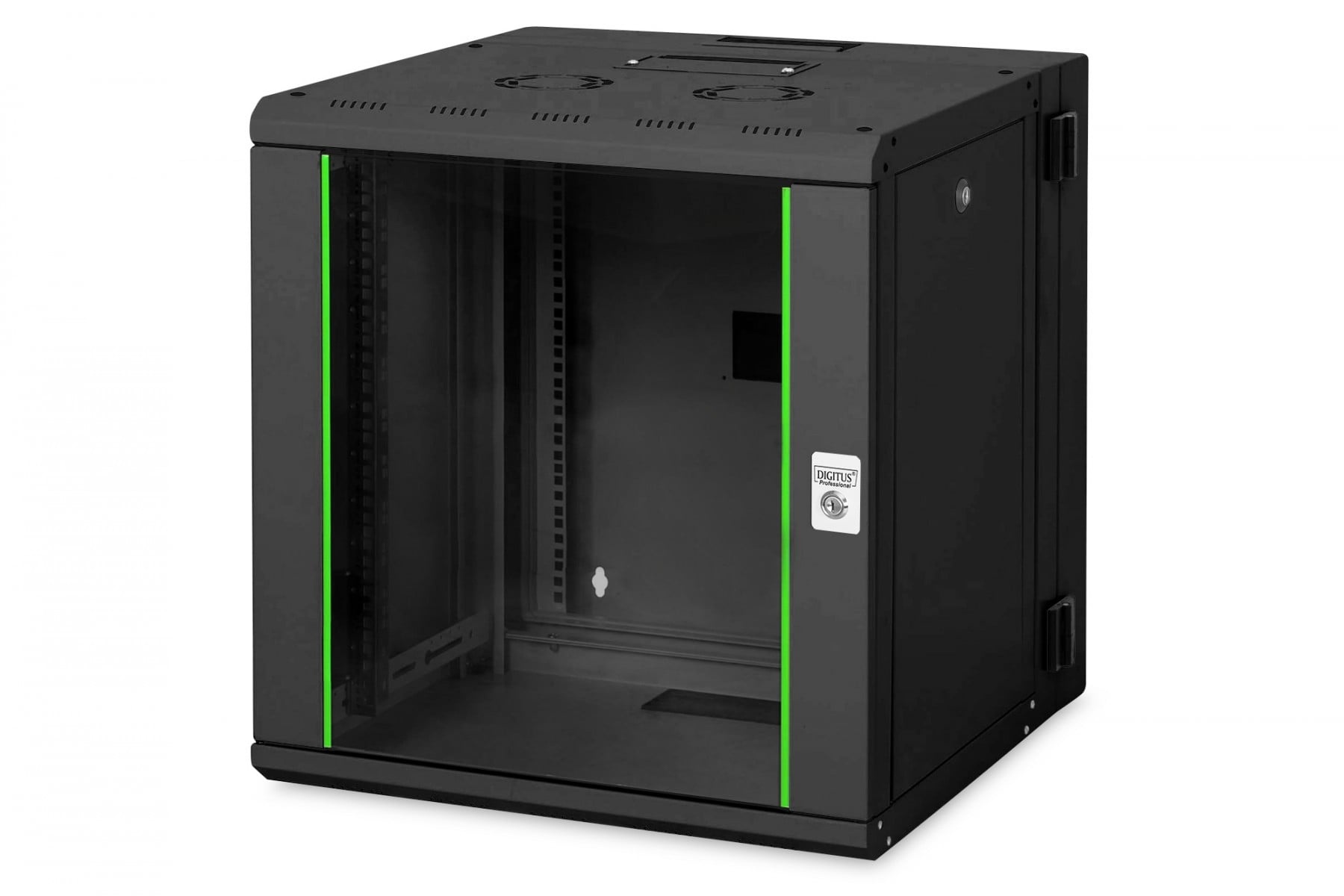 DIGITUS Armadio di rete a parete Unique 19" 12U rack 600x600, porta in vetro, nero, diviso, assemblato, 100 kg - COMPONENTI | TecnoCARE.net Sabaudia, Latina, Terracina, San Felice Circeo e Pontinia