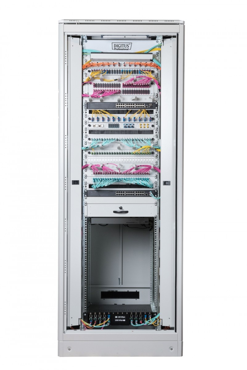 DIGITUS Armadio di rete in piedi Unique 19" 42U rack 800x800, porte anteriori in vetro, grigio, 800kg 2053x800x800 mm, colore grigio (RAL 7035) - COMPONENTI | TecnoCARE.net Sabaudia, Latina, Terracina, San Felice Circeo e Pontinia
