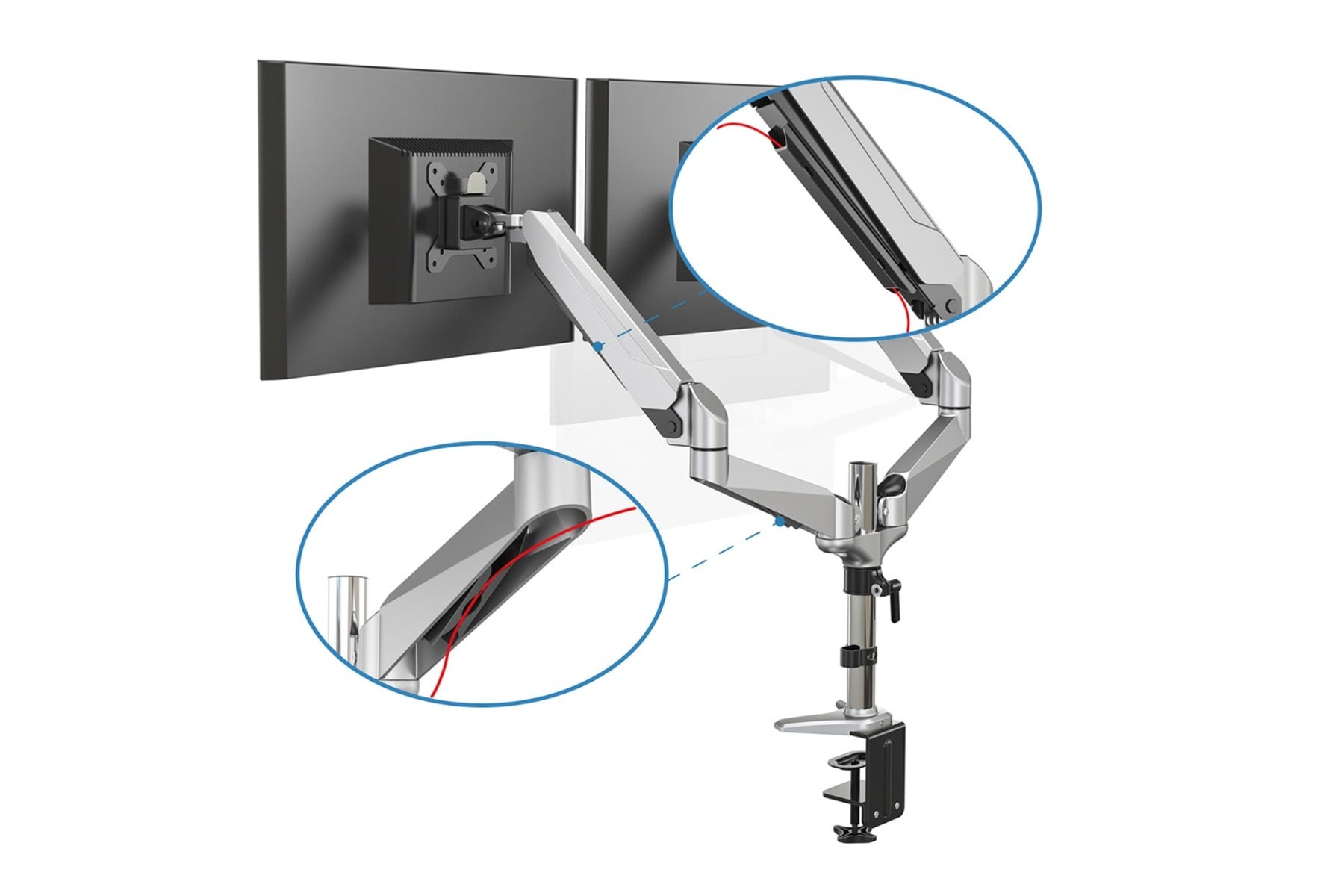 DIGITUS Digitus Doppio porta monitor universale da tavolo con molla a gas - MONITOR E ACCESSORI | TecnoCARE.net Sabaudia, Latina, Terracina, San Felice Circeo e Pontinia