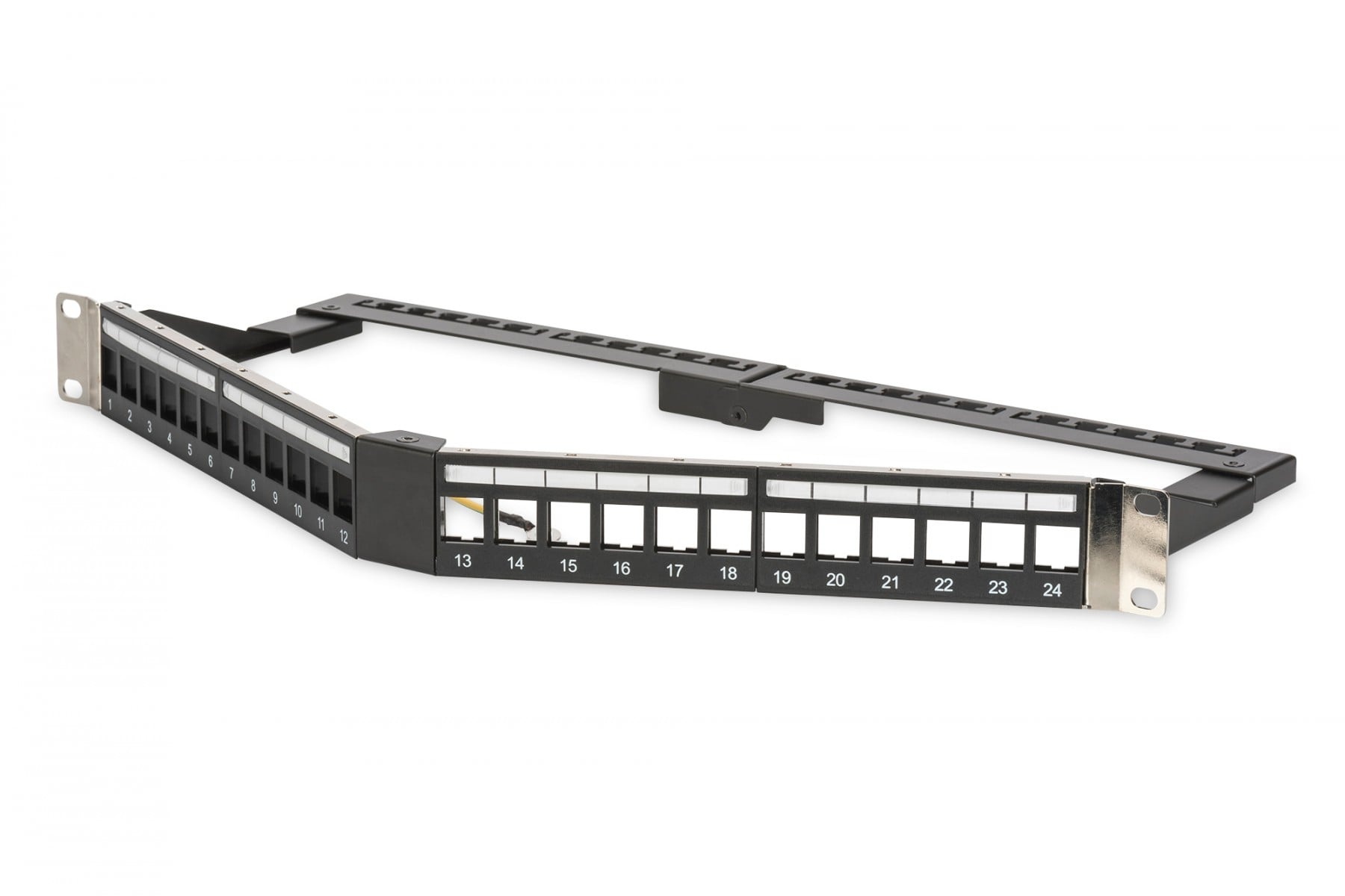 DIGITUS Pannello patch angolato 19" 24x keystone, schermato, 1U, nero, gestione cavi, campi etichetta - RETI | TecnoCARE.net Sabaudia, Latina, Terracina, San Felice Circeo e Pontinia