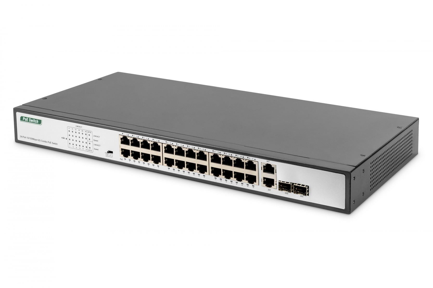 DIGITUS Digitus DN-95343 switch di rete Non gestito Fast Ethernet (10/100) Supporto Power over Ethernet (PoE) 1U Nero, Argento - RETI | TecnoCARE.net Sabaudia, Latina, Terracina, San Felice Circeo e Pontinia