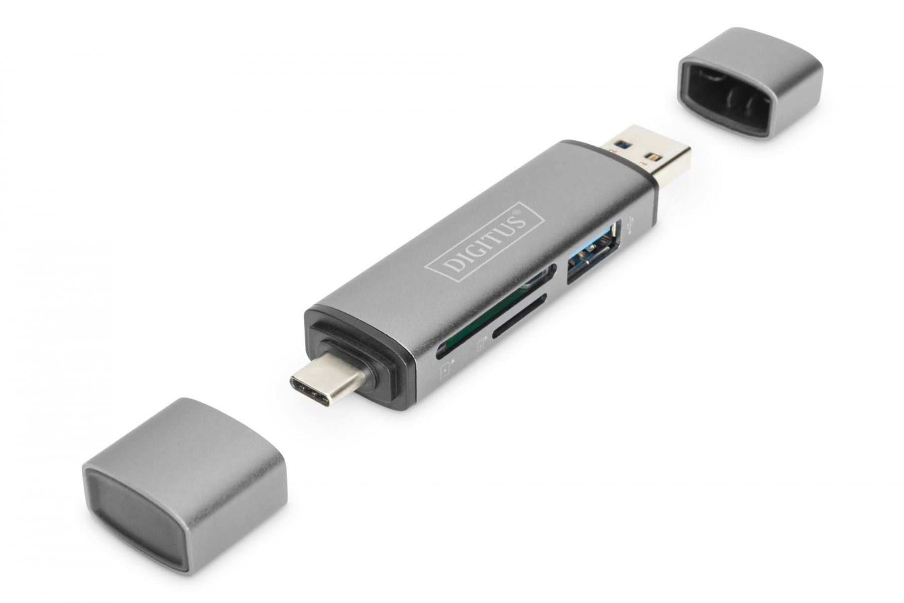 DIGITUS Digitus DA-70886 lettore di schede USB 3.2 Gen 1 (3.1 Gen 1) Type-A/Type-C Alluminio - SUPPORTI PER LA MEMORIZZAZIONE | TecnoCARE.net Sabaudia, Latina, Terracina, San Felice Circeo e Pontinia